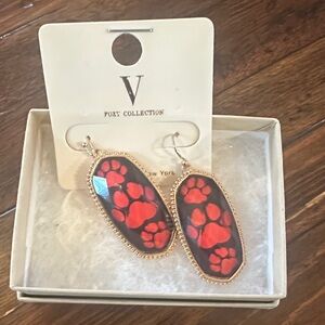 Red Paw Print Earrings - UGA